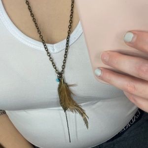 Bronze Boho Feather Necklace
